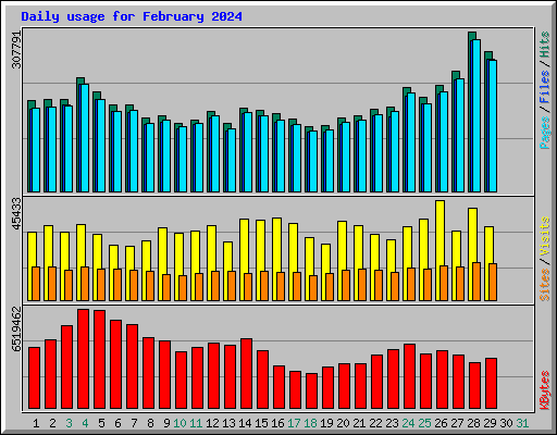 Daily usage for February 2024